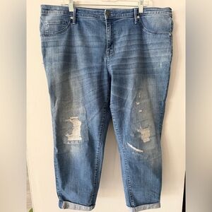 Ava & Viv Stretch Cropped Jegging Fit Distressed Denim Jeans size 18 W